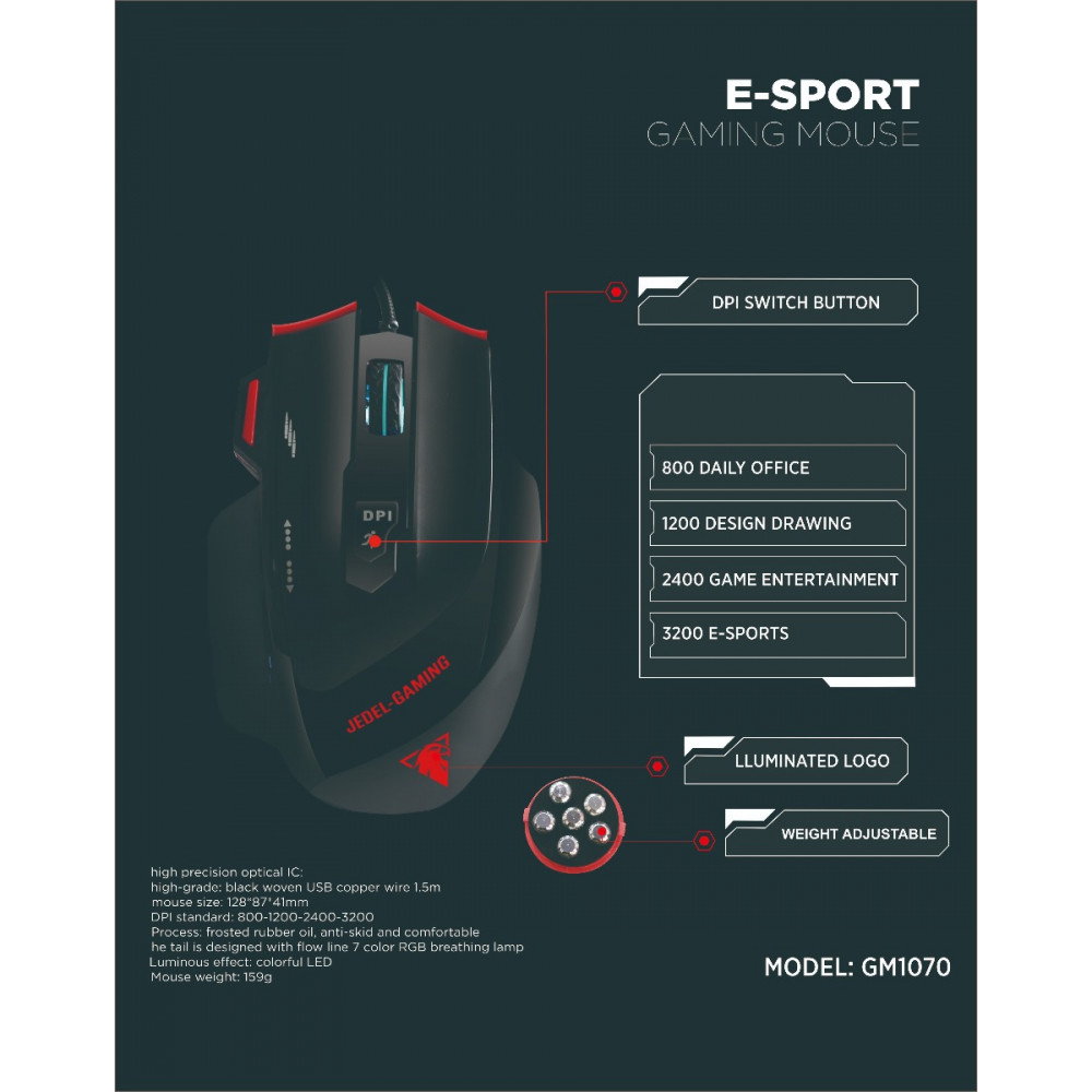 Խաղային LED Մկնիկ JEDEL GM1070, изображение 2