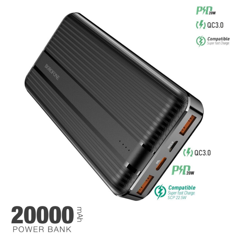 Հեռախոսի Լիցքավորիչ Power Bank BOROFONE BJ9A 20000mAh (QC3.0+PD), изображение 2
