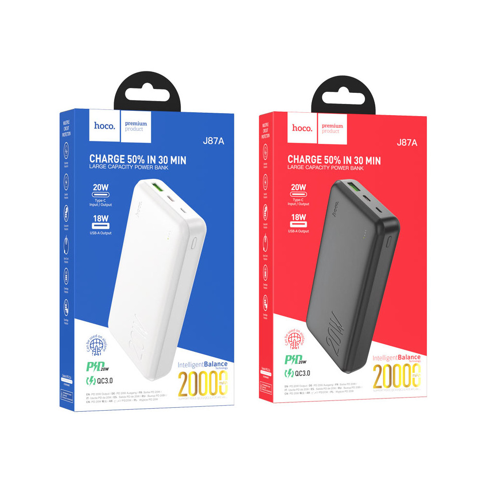 Հեռախոսի Լիցքավորիչ Power Bank HOCO J87A 20000mAh (QC3.0+PD3.0), изображение 5