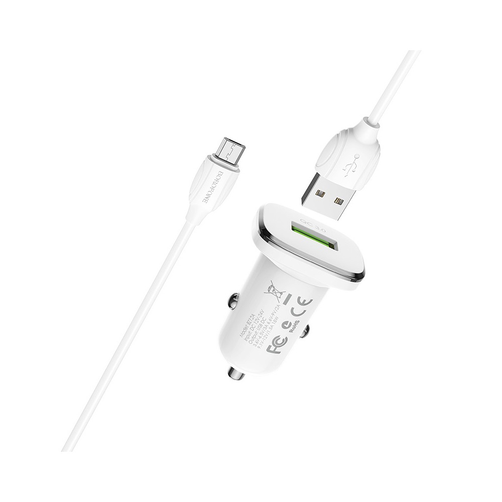 Ավտոմեքենայի Լիցքավորիչ և Լար|BOROFONE BZ12A|Micro USB/Type-C (QC3.0), изображение 5