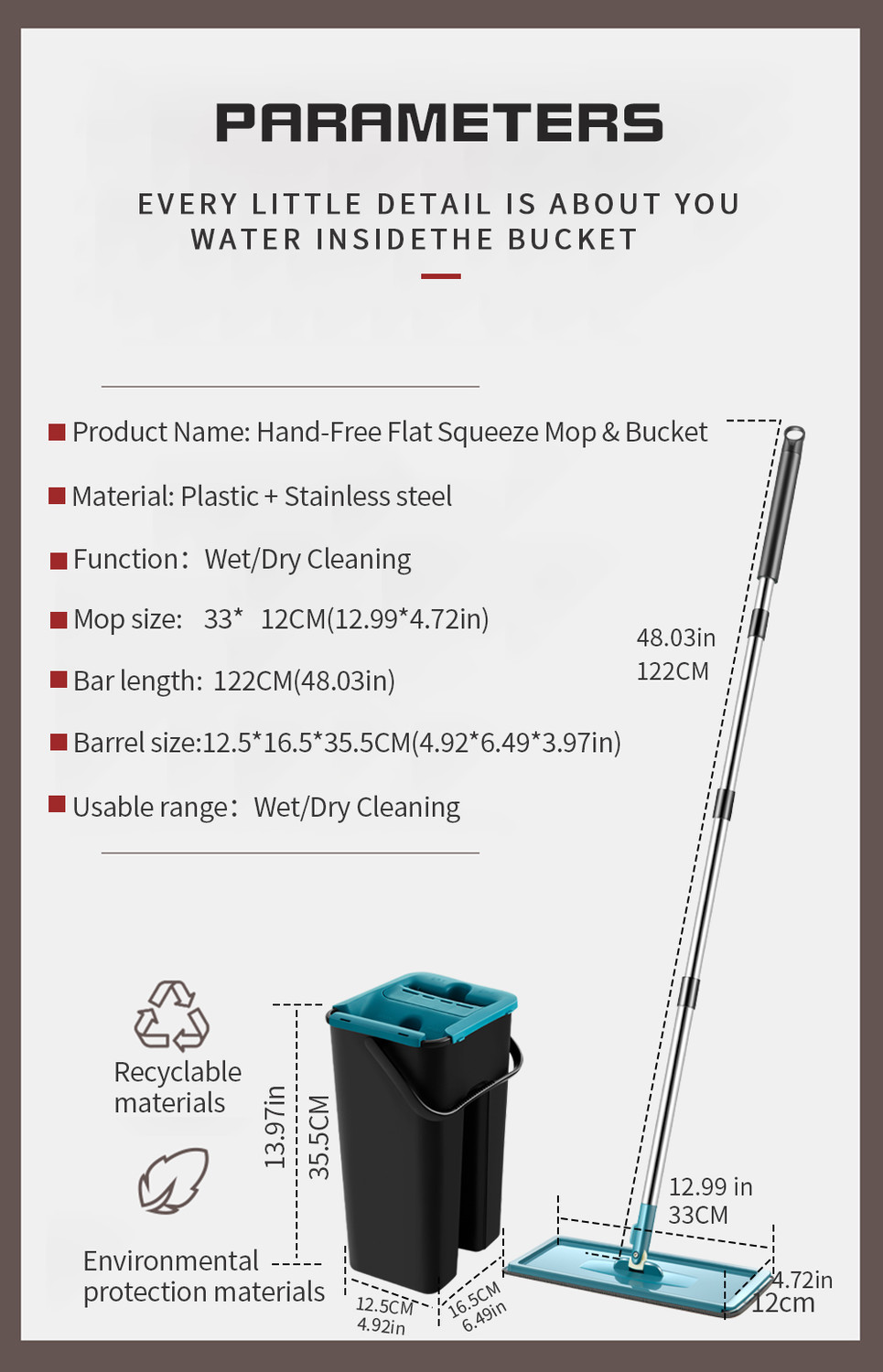 Շվաբրա դույլով ինքնամաքրվող 3-5 լիտր ջրի տարայով, изображение 9