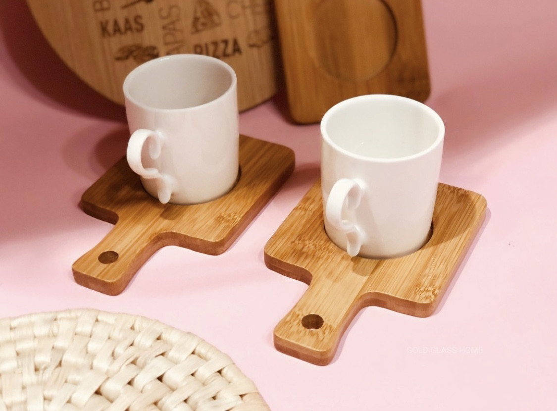 Սուրճի բաժակներ փայտյա տակդիրով 6 հատ, изображение 3