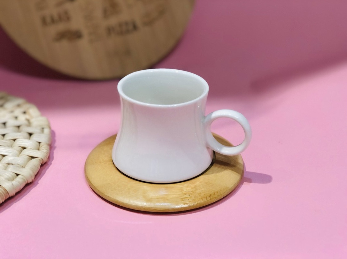 Սուրճի բաժակներ շրջանաձև փայտյա տակդիրով 6 հատ, изображение 2