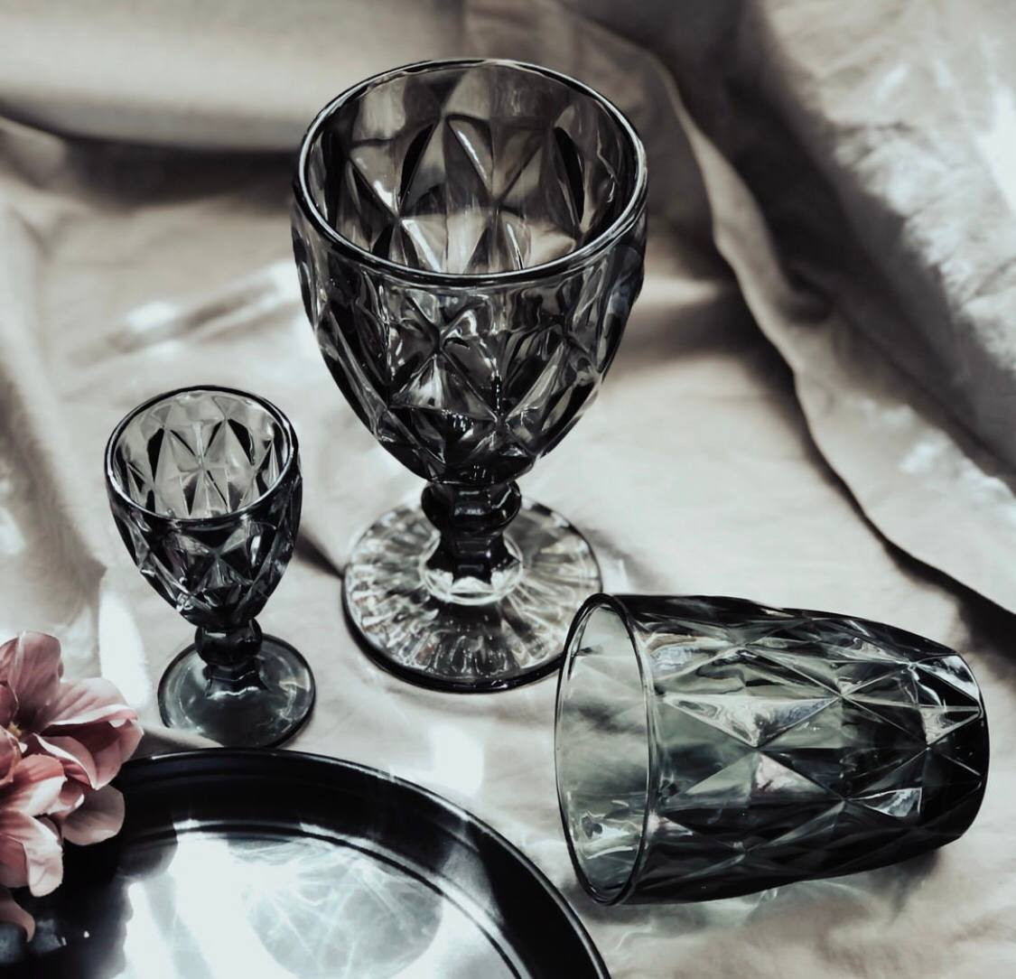 6 հատ Մոխրագույն երանգով Ապակյա բաժակներ ոտիկով 300մլ, изображение 3