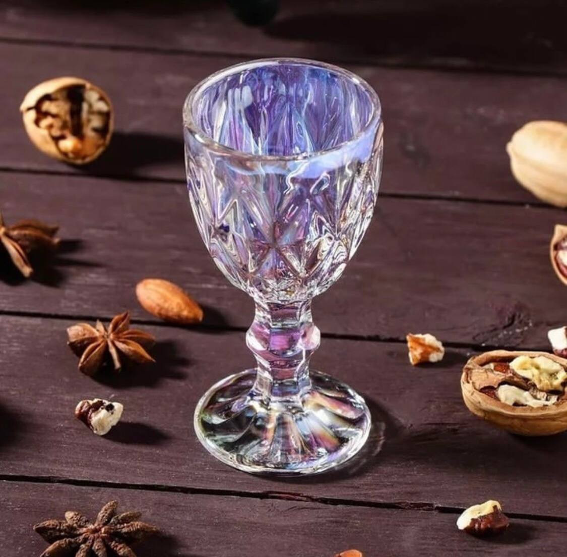 6 հատ Մարգարտափայլ երանգով Ապակյա բաժակներ ոտիկով 300մլ, изображение 2