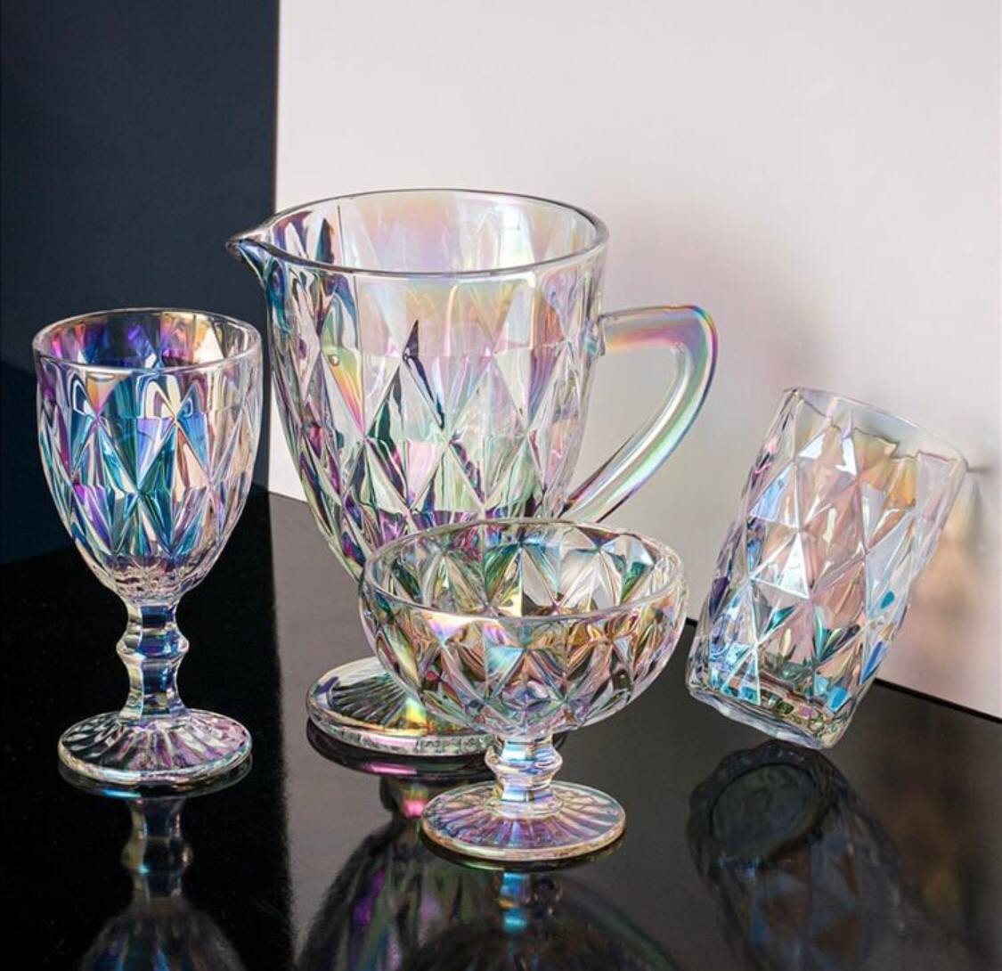 6 հատ Մարգարտափայլ երանգով Ապակյա բաժակներ ոտիկով 300մլ, изображение 4