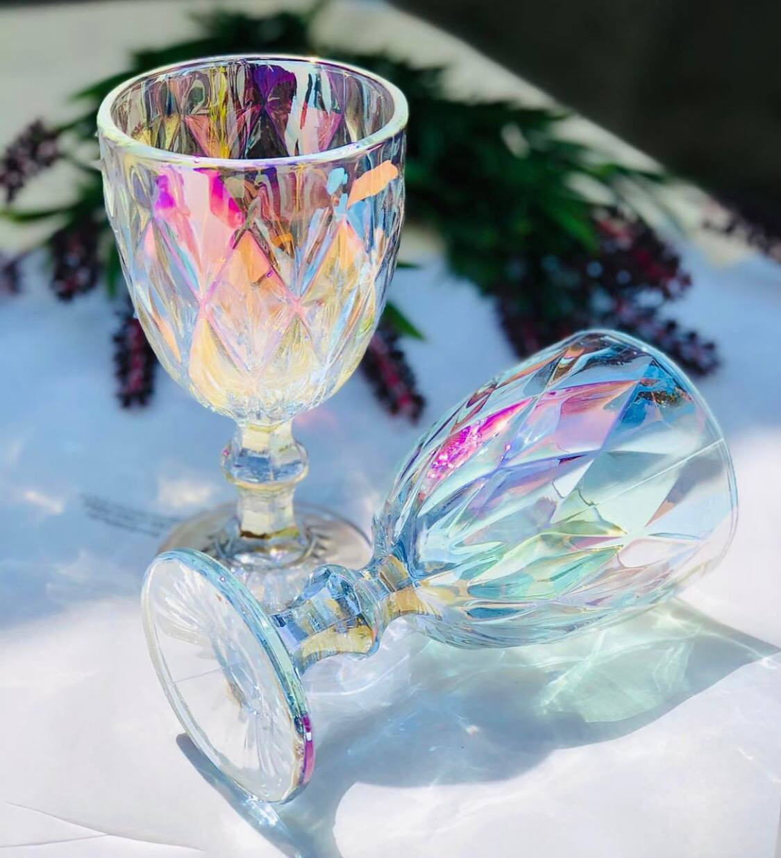 6 հատ Մարգարտափայլ երանգով Ապակյա բաժակներ ոտիկով 300մլ, изображение 5