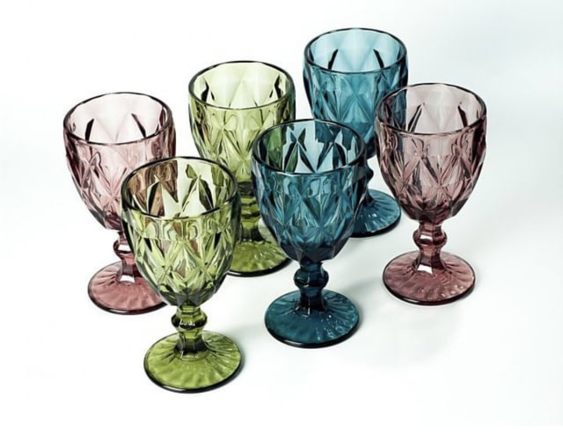 6 հատ Ապակյա բաժակներ կանաչ երանգի ոտիկով 300մլ, изображение 5