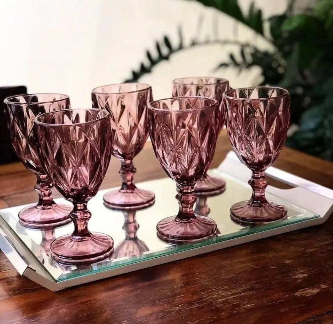 6 հատ Վարդագույն Ապակյա բաժակներ ոտիկով 300մլ, изображение 6