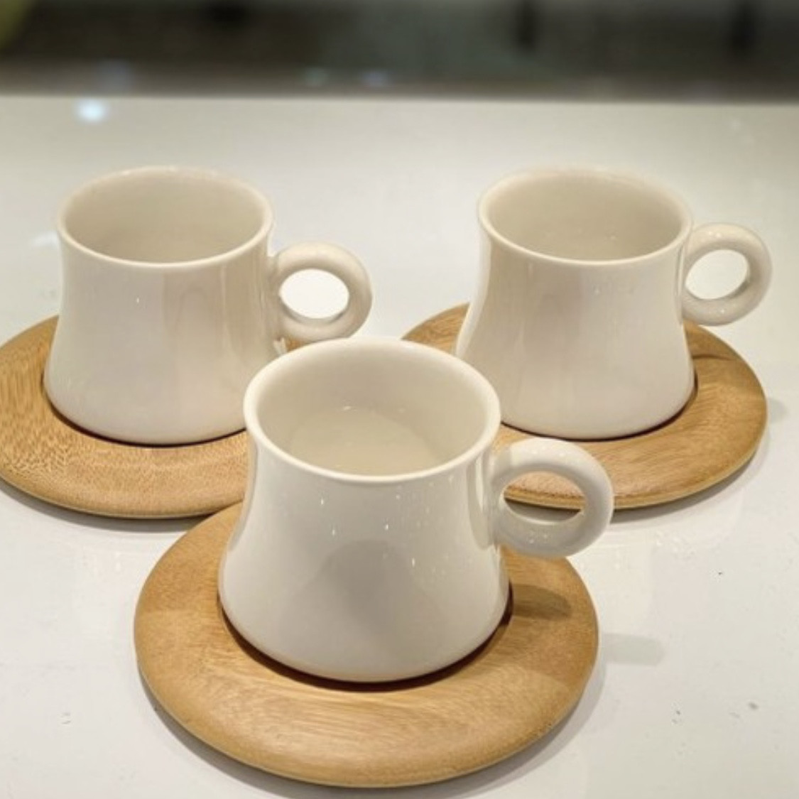 Թեյի բաժակներ բամբուկյա տակդիրով 6 հատ, изображение 3