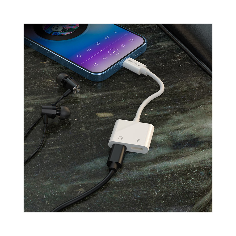Audio Փոխարկիչ Android և IOS հեռախոսների համար Lightning-ից 2xLightning BOROFONE BV11, изображение 4