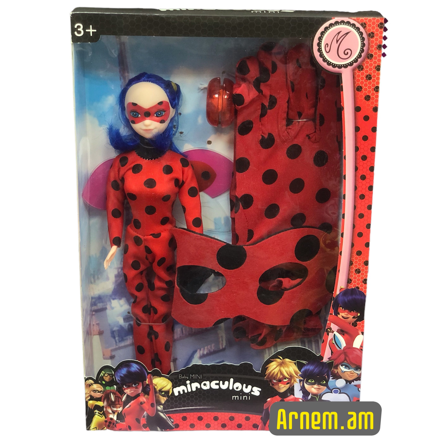 Տիկնիկ LADYBUG հավաքածու ձեռնոցով և դիմակով