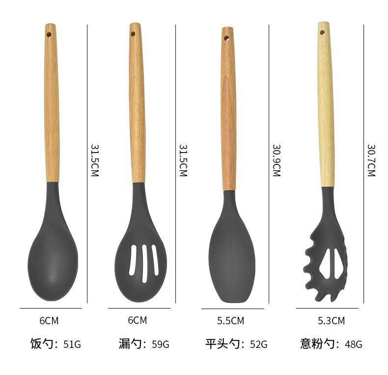 Սիլիկոնե գդալների և դանակների հավաքածու 19 կտոր, изображение 15