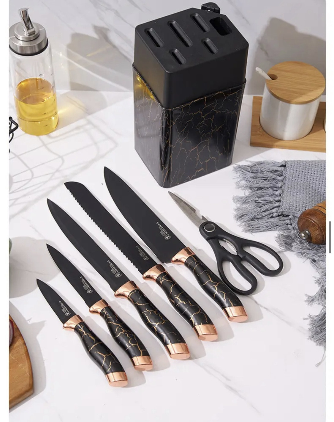 Դանակների 7 կտորից հավաքածու տակդիրով և դանակների սրման հնարավորությամբ, изображение 2