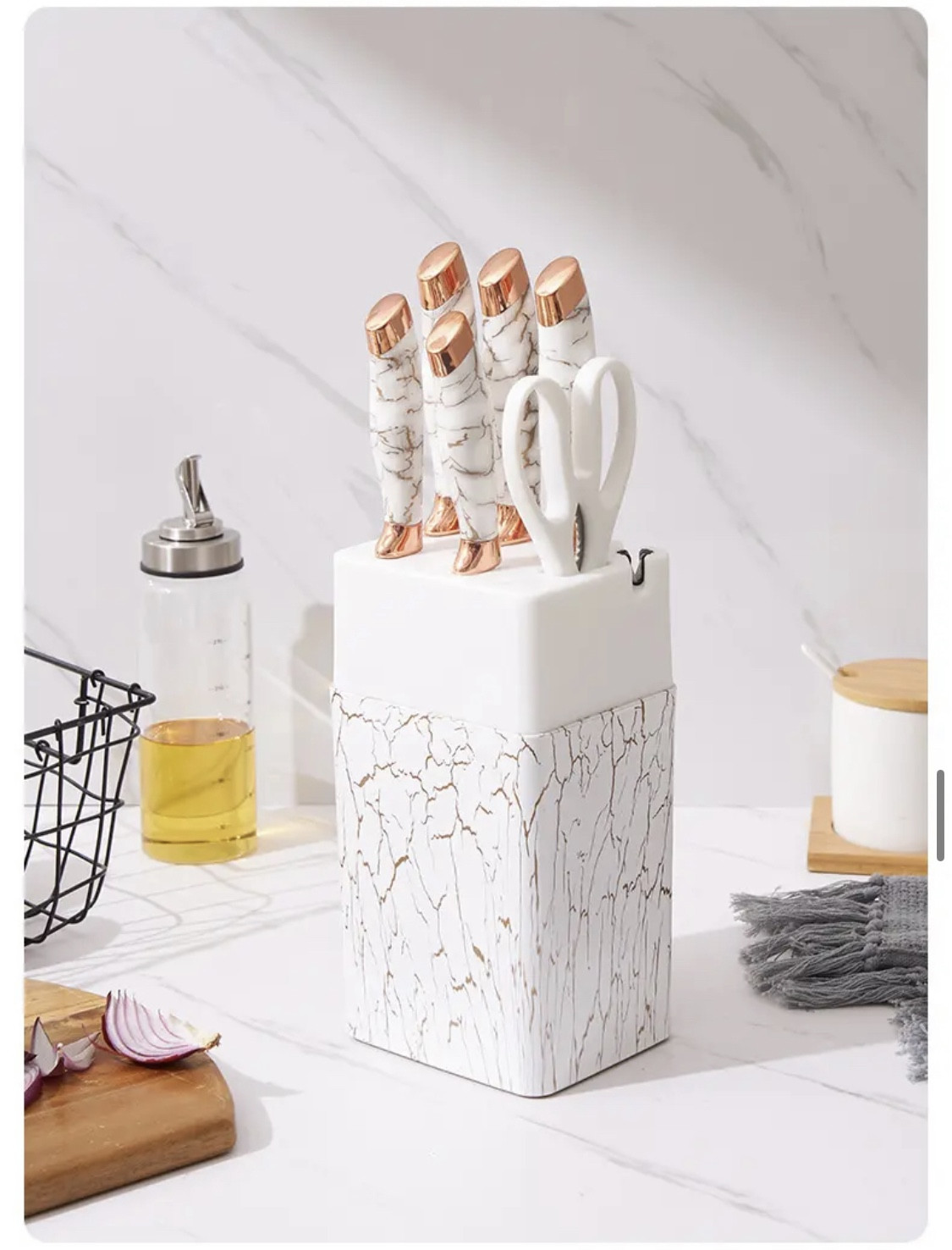 Դանակների 7 կտորից հավաքածու տակդիրով և դանակների սրման հնարավորությամբ, изображение 4