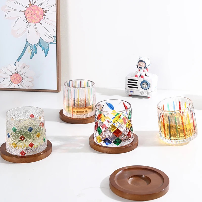 Վիսկիի պտտվող բաժակներ բամբուկե տակդիրով, 4 հատ, изображение 2