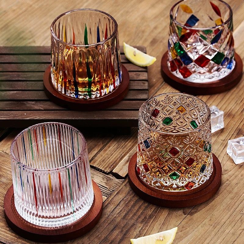 Վիսկիի պտտվող բաժակներ բամբուկե տակդիրով, 4 հատ, изображение 6