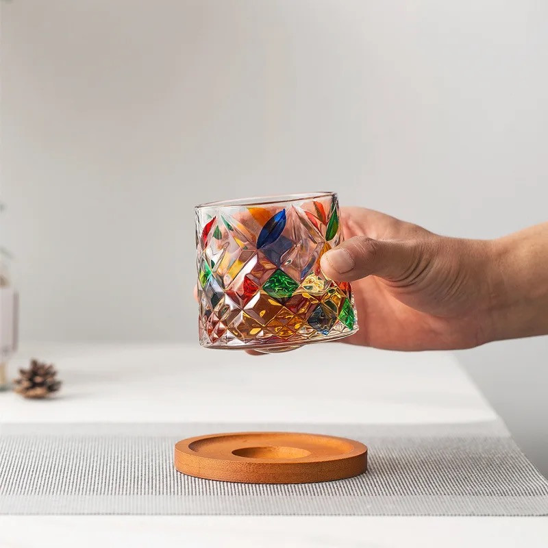 Վիսկիի պտտվող բաժակներ բամբուկե տակդիրով, 4 հատ, изображение 7