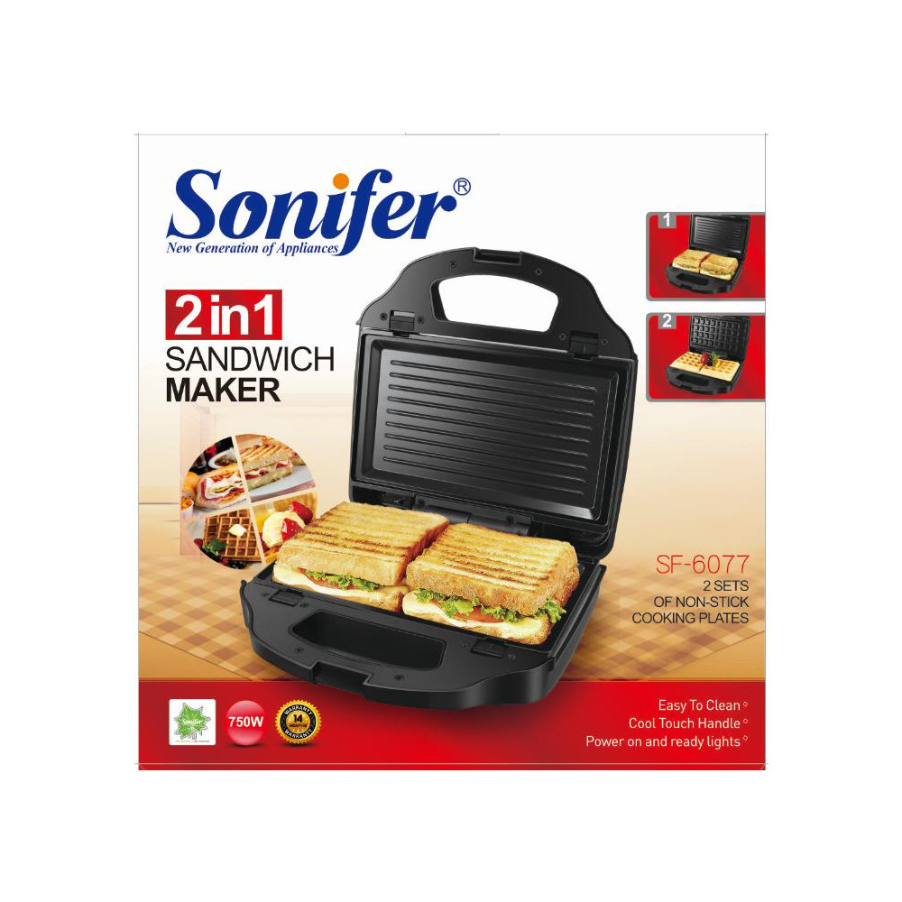 Սենդվիչ և Վաֆլի պատրաստող սարք 2-ը 1-ում SONIFER SF-6077, изображение 6