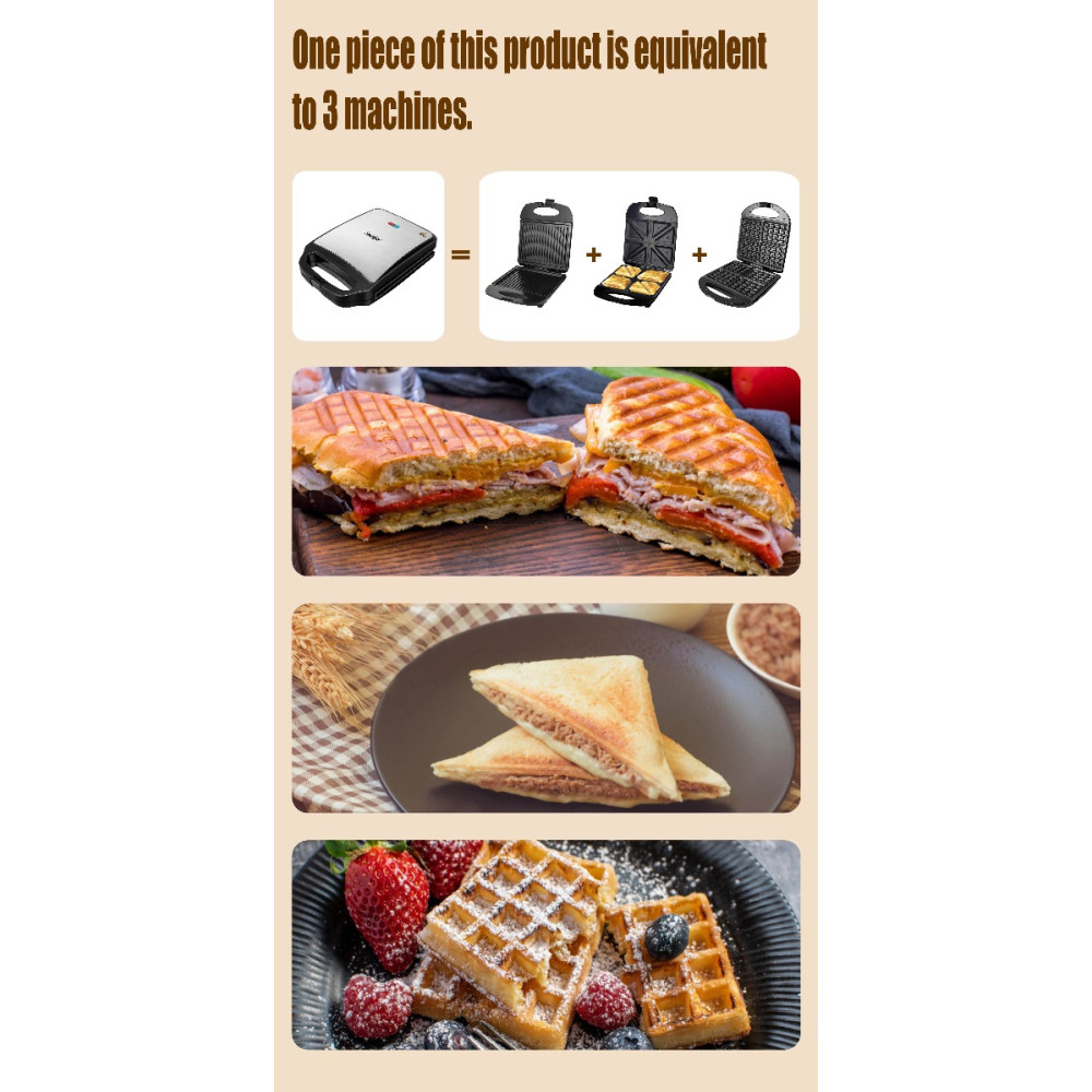 Գրիլ/Սենդվիչ/Վաֆլի պատրաստող սարք 3-ը 1-ում Sonifer Sf-6087, изображение 5