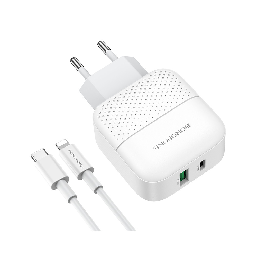 Լիցքավորիչ + Լար Type-C to Lightning|BOROFONE BA46A |QC3.0/PD3.0, изображение 3