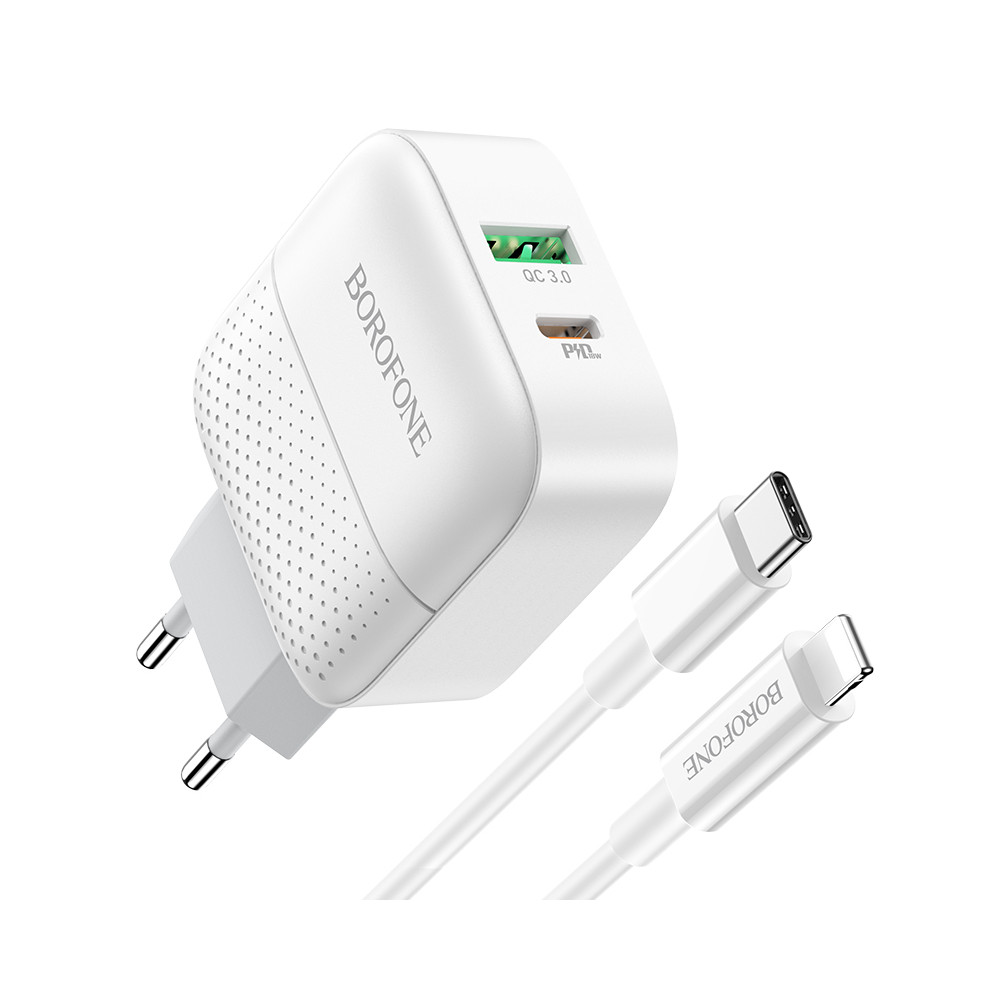 Լիցքավորիչ + Լար Type-C to Lightning|BOROFONE BA46A |QC3.0/PD3.0, изображение 4