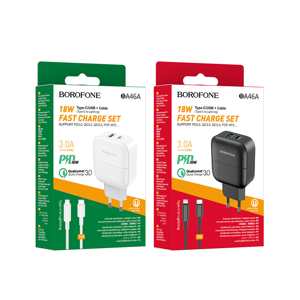 Լիցքավորիչ + Լար Type-C to Lightning|BOROFONE BA46A |QC3.0/PD3.0, изображение 9