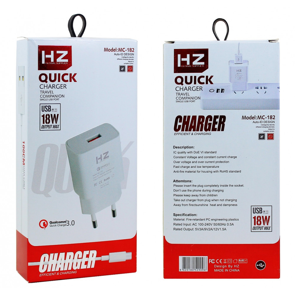 Լիցքավորիչ և Լար HZ MC-182 Lightning / QC3.0, изображение 2