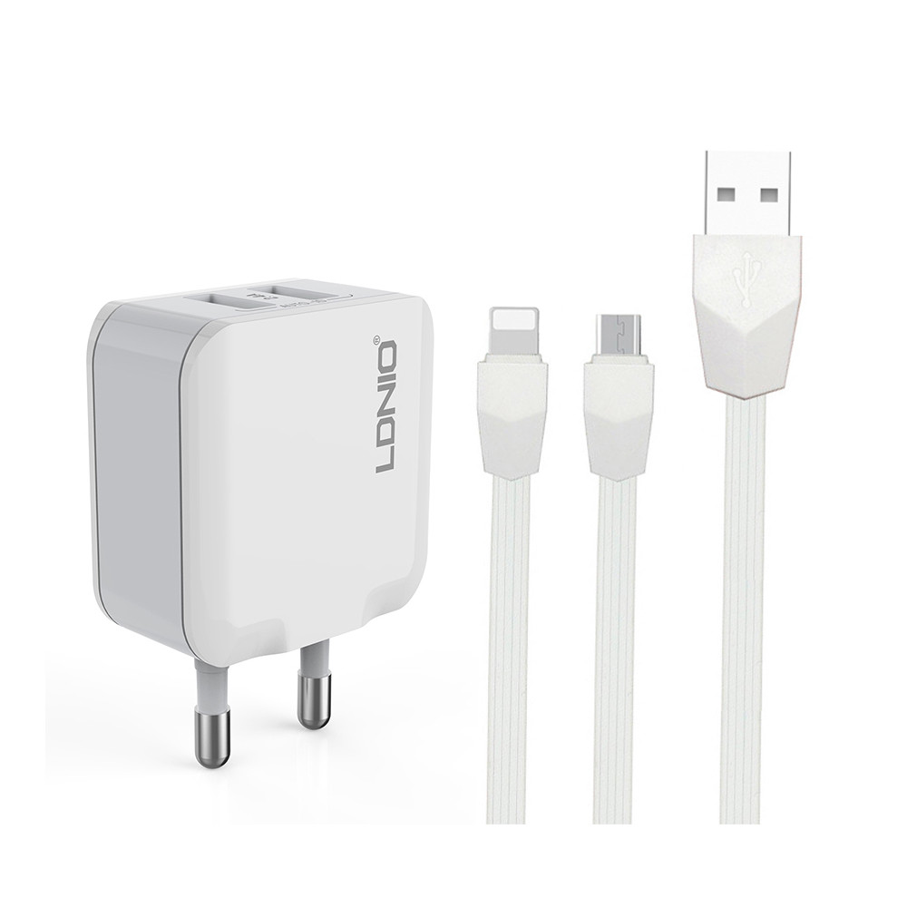 Լիցքավորիչ և Լար LDNIO A2201 Lightning / Micro-USB