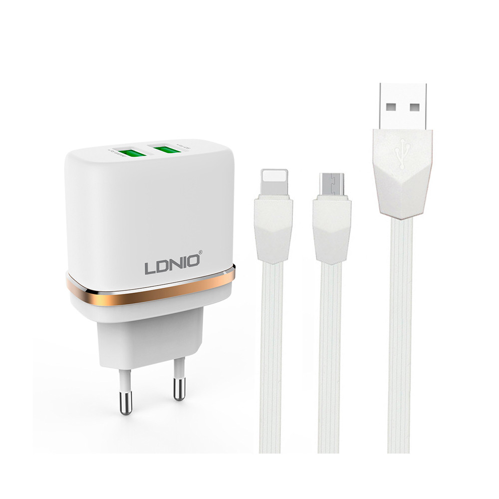 Լիցքավորիչ և Լար LDNIO DL-AC52 Lightning / Micro-USB