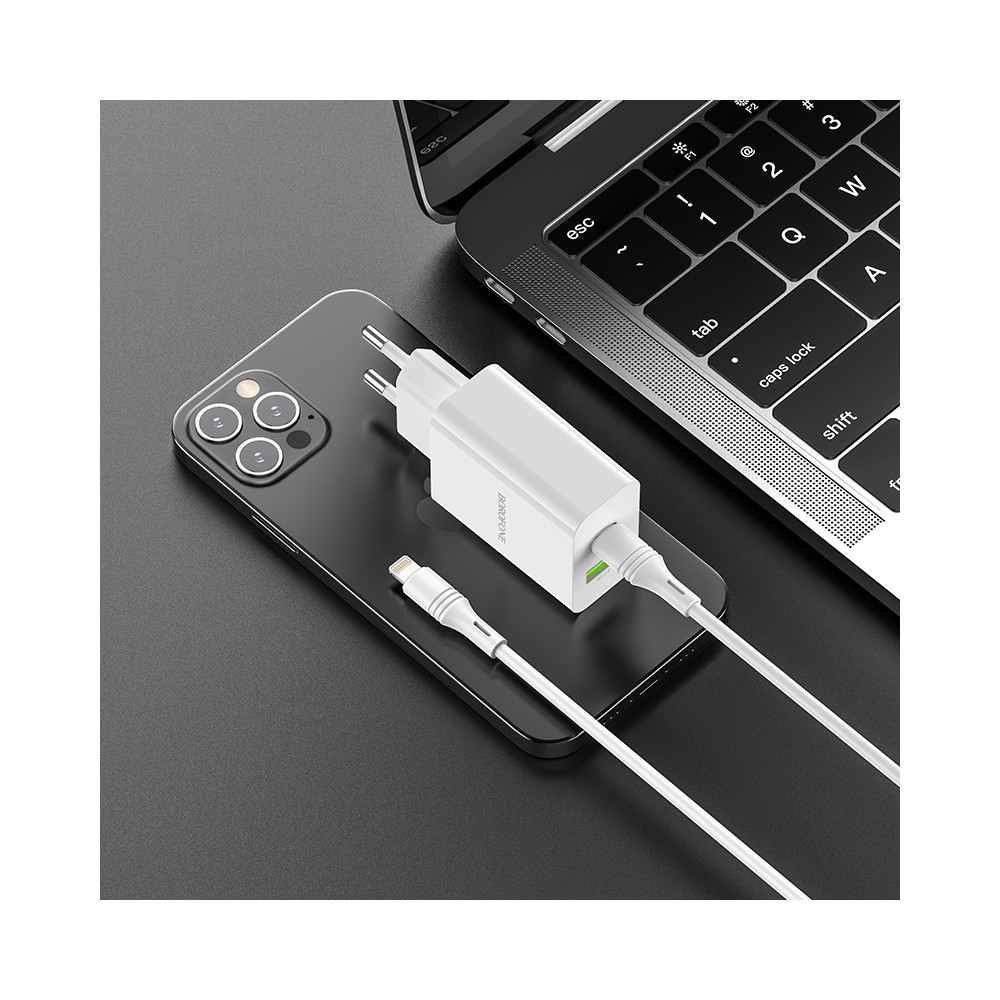 Լիցքավորիչ + Լար Type-C to Lightning BOROFONE BA56A PD3.0/QC3.0, изображение 3