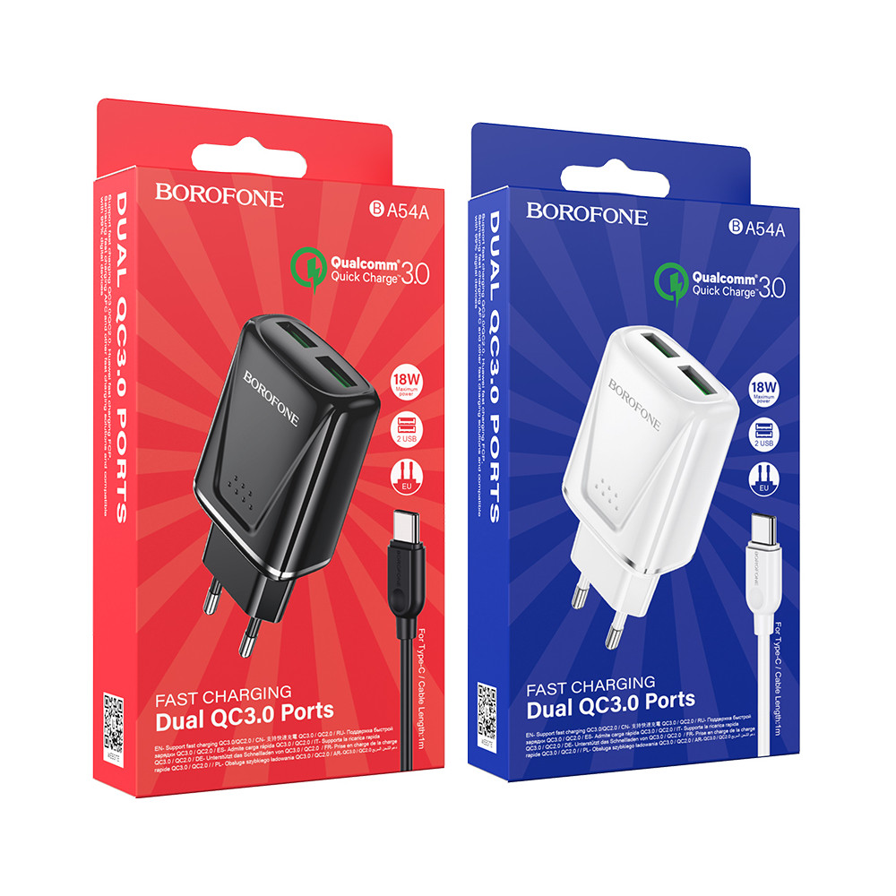 Լիցքավորիչ + Լար Type-C BOROFONE BA54A (QC3.0), изображение 5