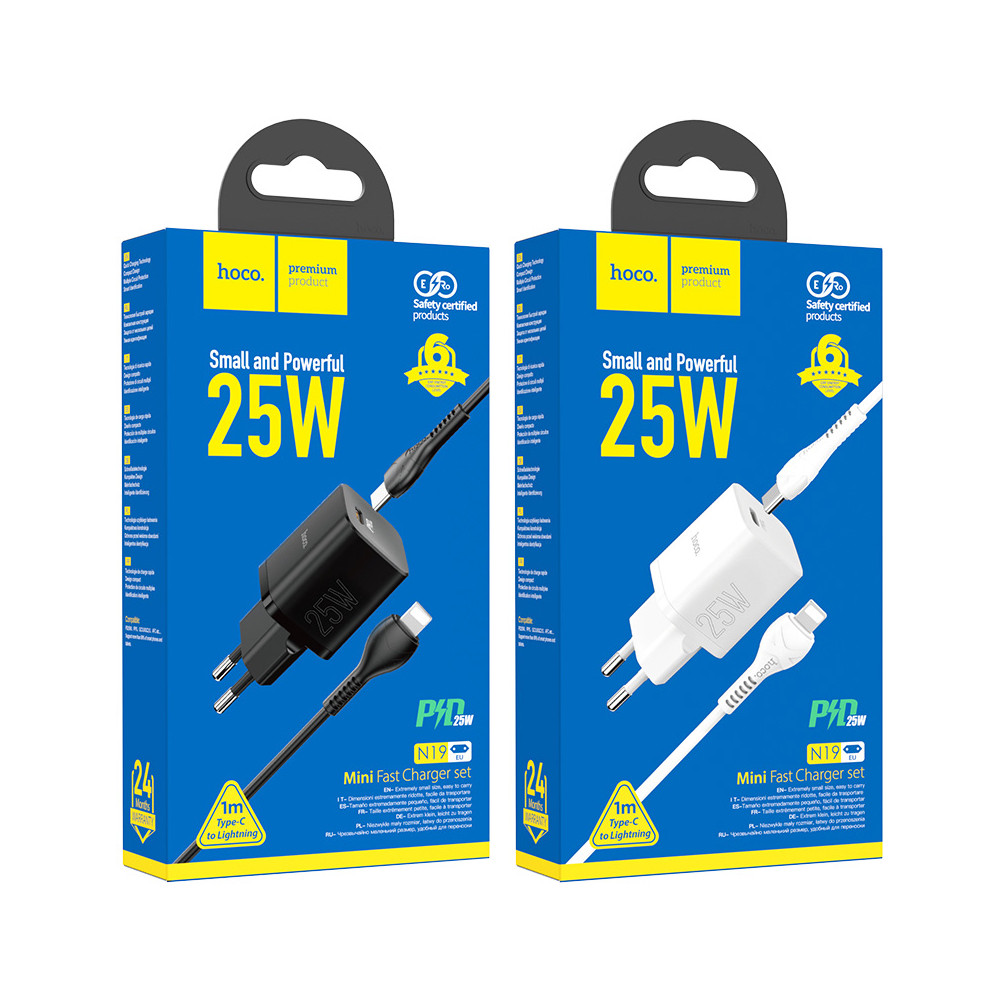 Լիցքավորիչ + Լար Type-C to Lightning HOCO N19 PD25W, изображение 6