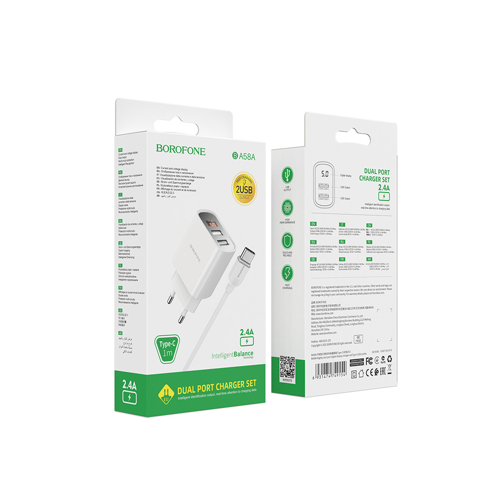 Լիցքավորիչ + Լար Type-C BOROFONE BA58A, изображение 4