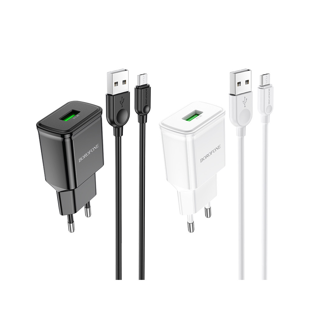 Լիցքավորիչ + Լար Micro-USB BOROFONE BA59A (QC3.0)