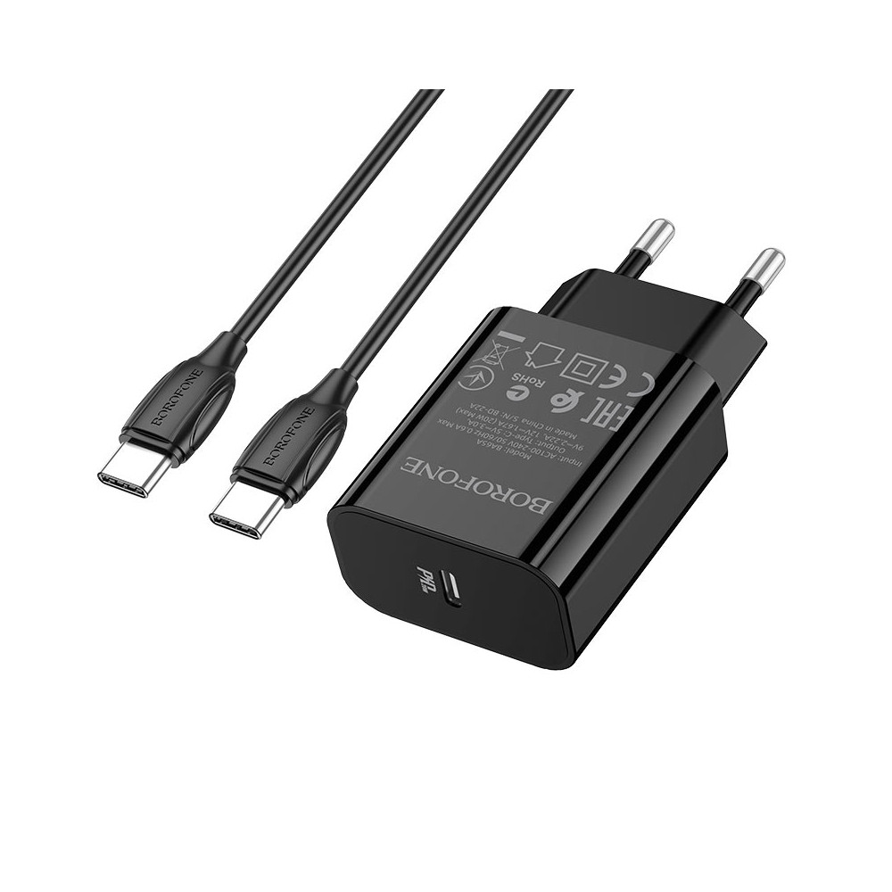 Լիցքավորիչ + Լար Type-C to Type-C BOROFONE BA61A PD3.0, изображение 2