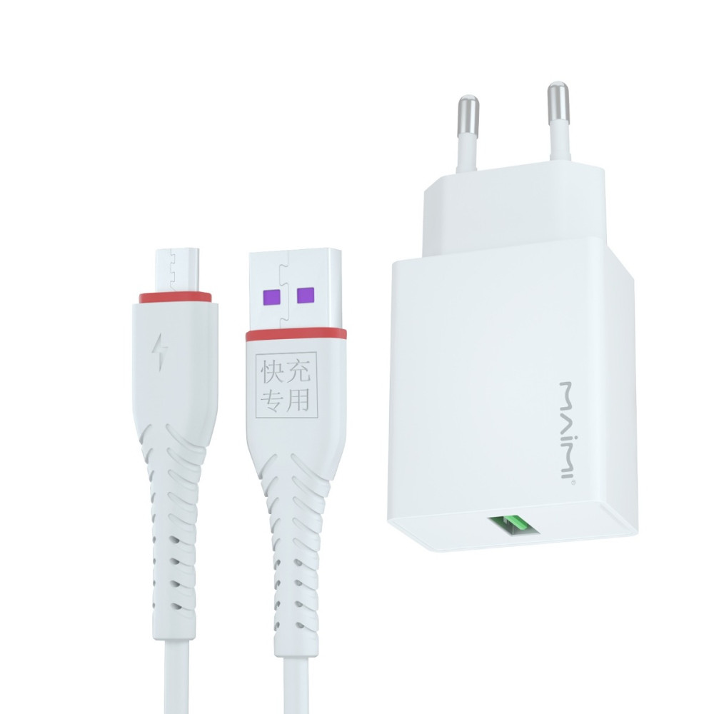 Լիցքավորիչ և Լար MaiMi T22 Micro-USB/Type-C (QC3.0), изображение 2