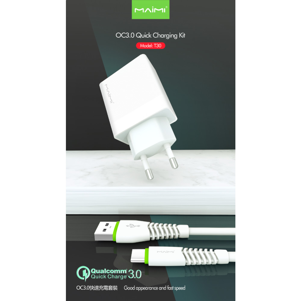 Լիցքավորիչ և Լար MaiMi T30 Micro-USB/Type-C (QC3.0), изображение 3