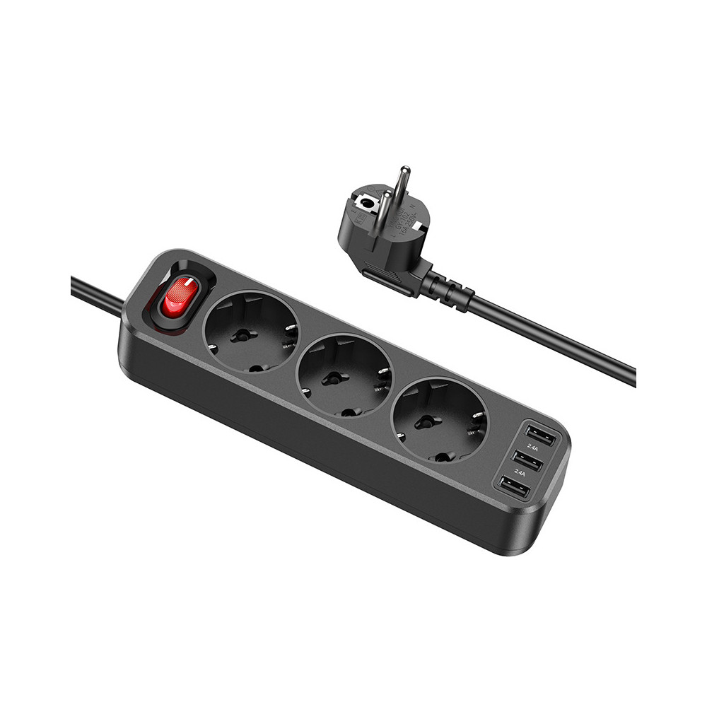 Հոսանքի Երկարացման Լար 3USB+3BIT HOCO NS2 (1.8Մ), изображение 2