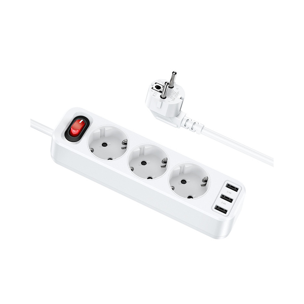 Հոսանքի Երկարացման Լար 3USB+3BIT HOCO NS2 (1.8Մ), изображение 3