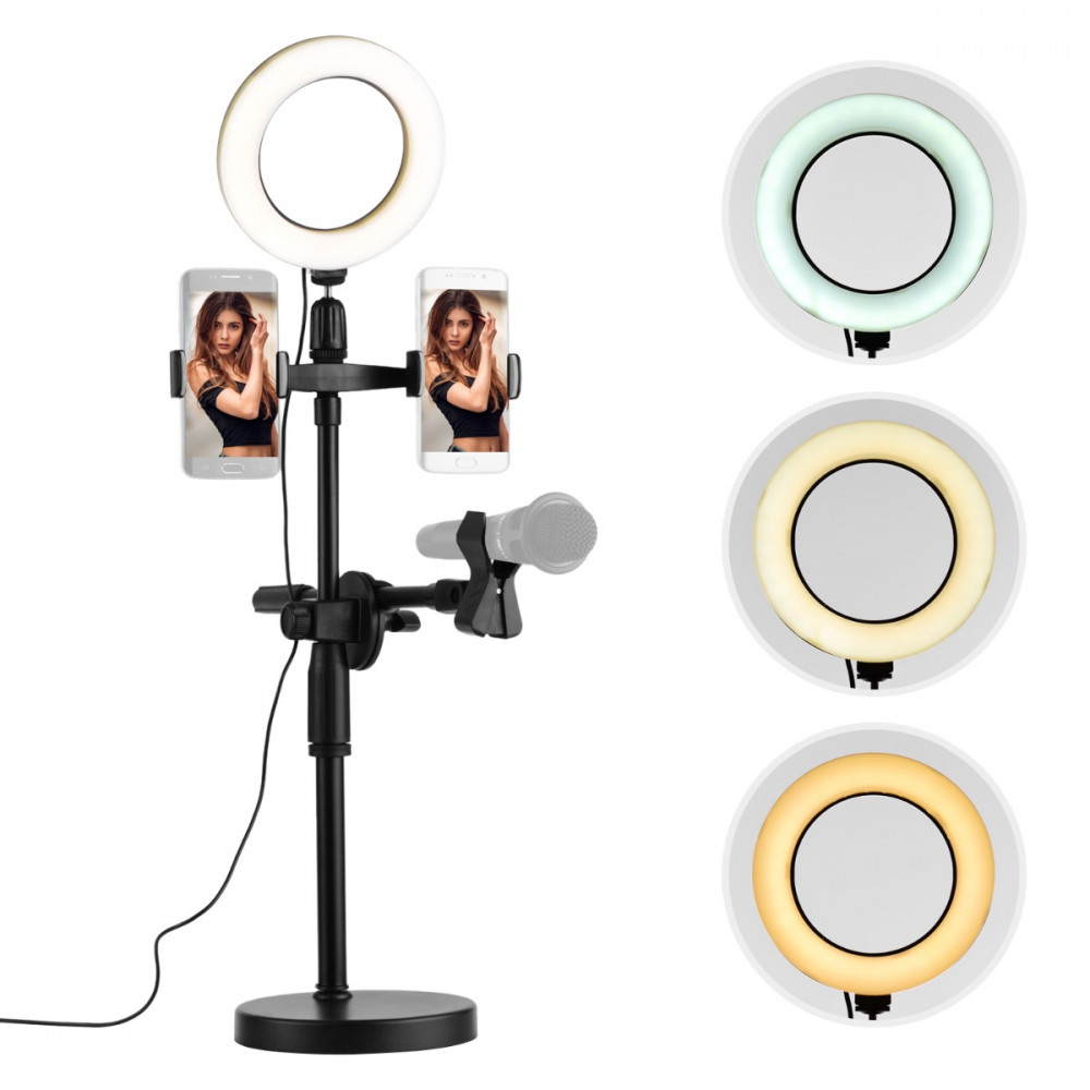 Օղակաձև լամպ, պրոֆեսիոնալ խոսափողի և հեռախոսի բռնակով, изображение 5