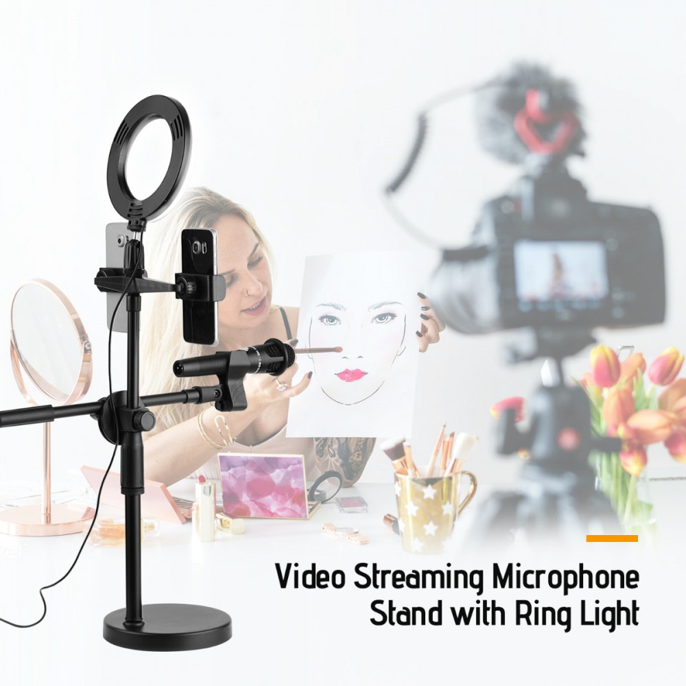 Օղակաձև լամպ, պրոֆեսիոնալ խոսափողի և հեռախոսի բռնակով, изображение 6